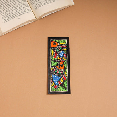 Madhubani handpainted bookmark (7 x 2 in) 47 - handcrafted