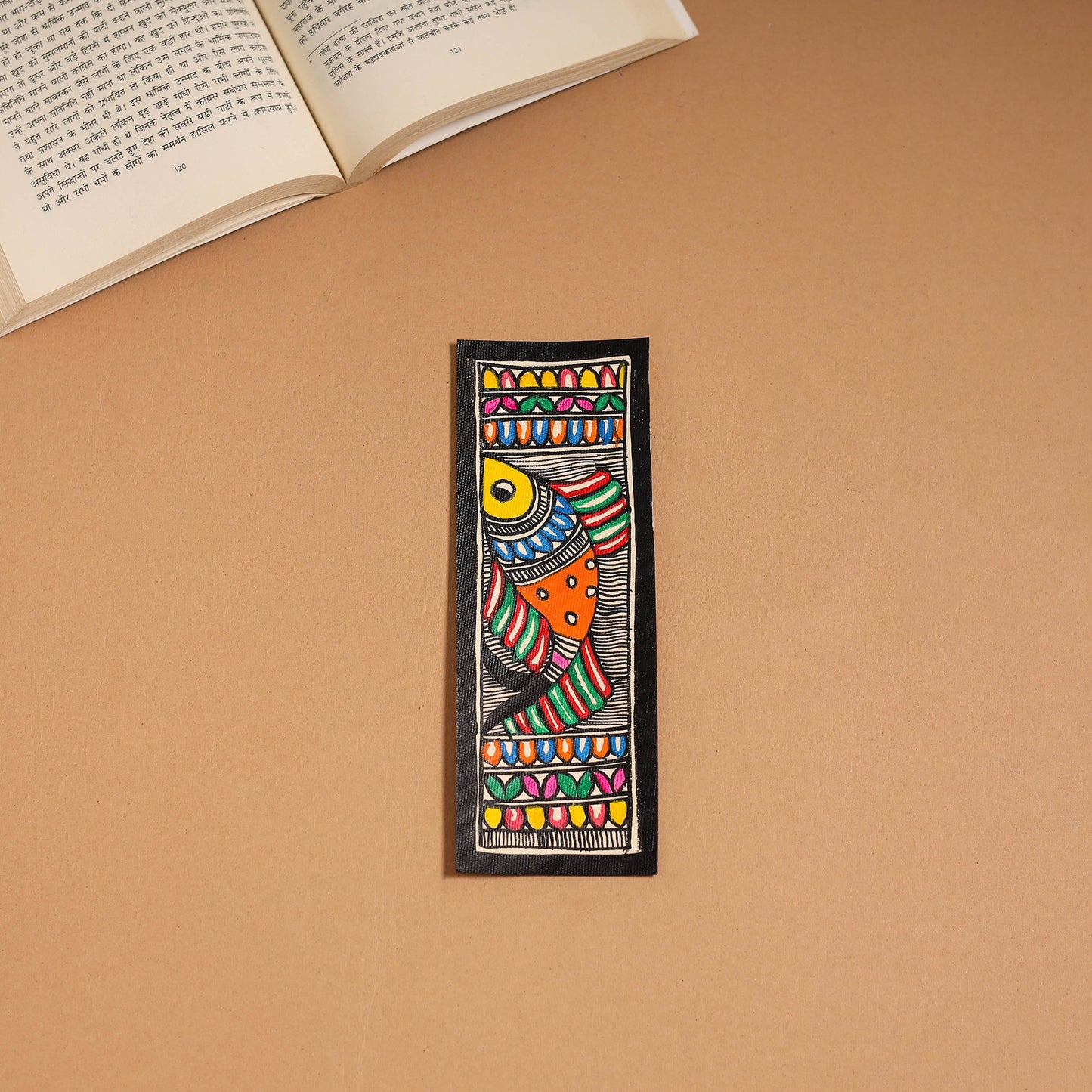 Madhubani handpainted bookmark (7 x 2 in) 50 - handcrafted