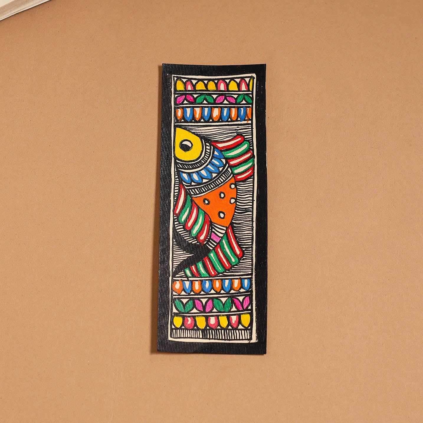 Madhubani handpainted bookmark (7 x 2 in) 50 - handcrafted