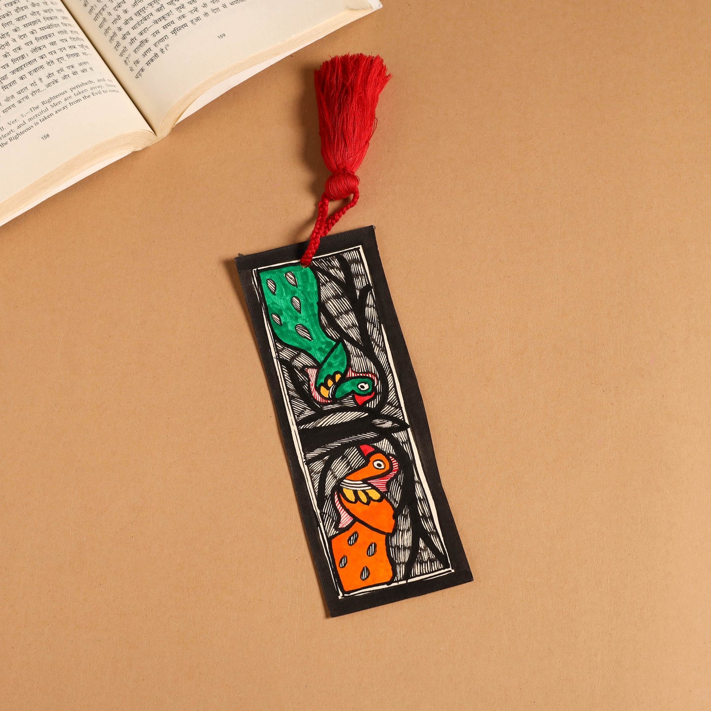 Madhubani handpainted bookmark with tassel 14 - handcrafted