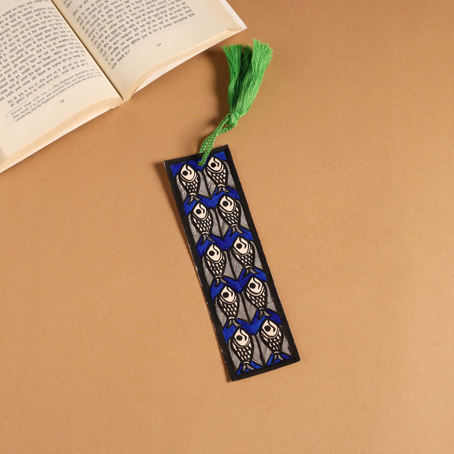 Madhubani handpainted bookmark with tassel 16 - handcrafted