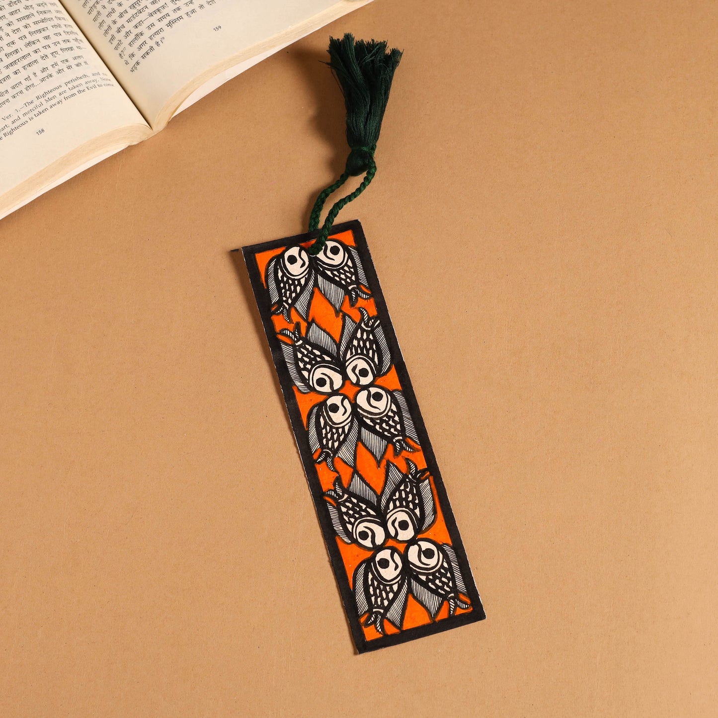 Madhubani handpainted bookmark with tassel 17 - handcrafted