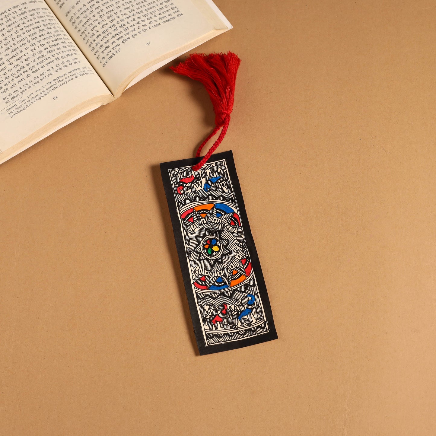 Madhubani handpainted bookmark with tassel 20 - handcrafted