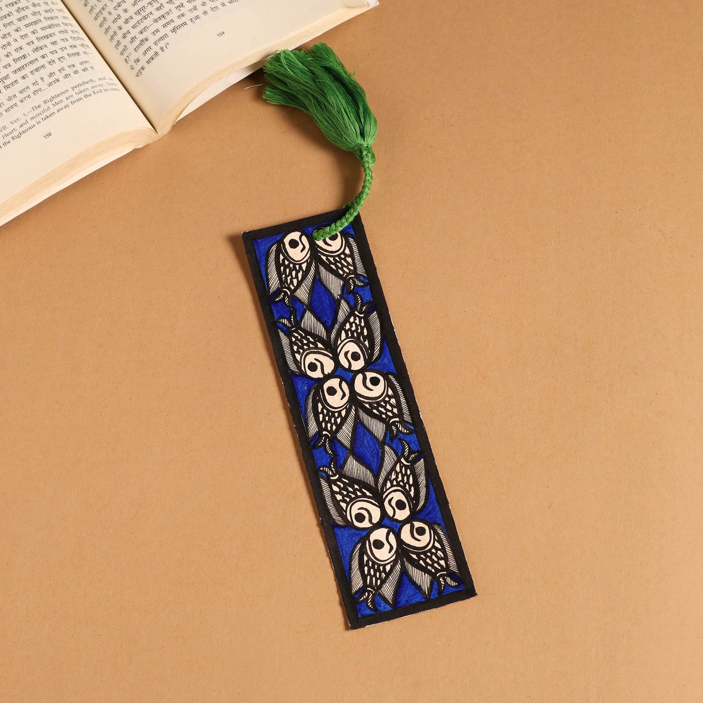 Madhubani handpainted bookmark with tassel 22 - handcrafted