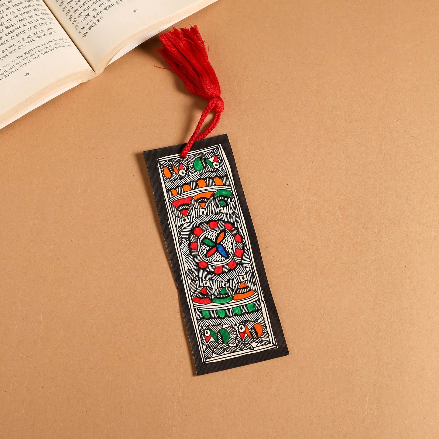 Madhubani handpainted bookmark with tassel 24 - handcrafted