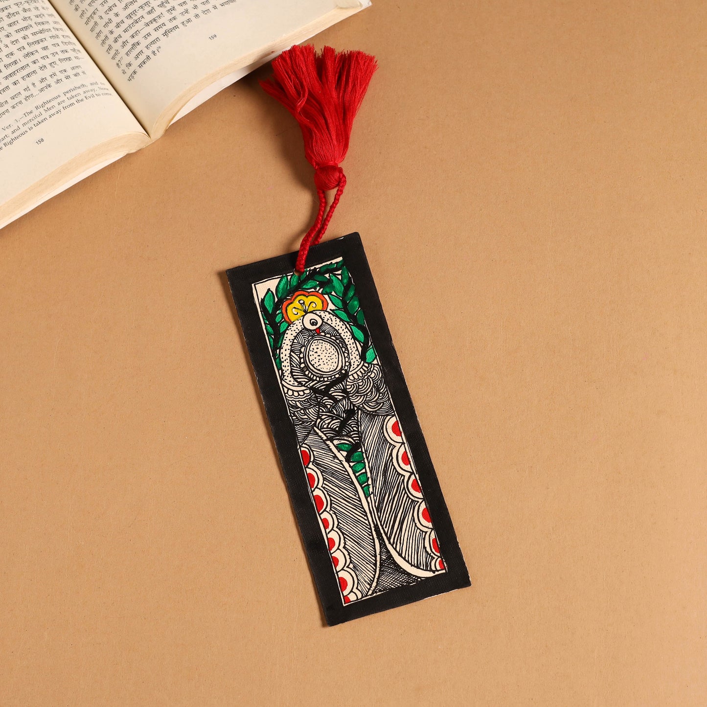 Madhubani handpainted bookmark with tassel 28 - handcrafted