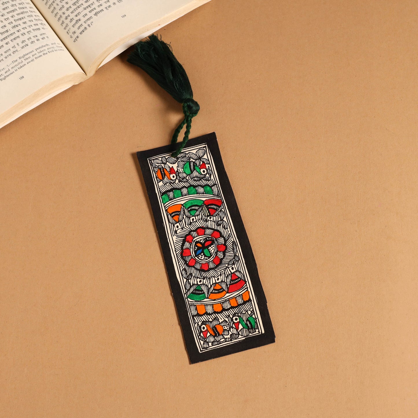 Madhubani handpainted bookmark with tassel 31 - handcrafted