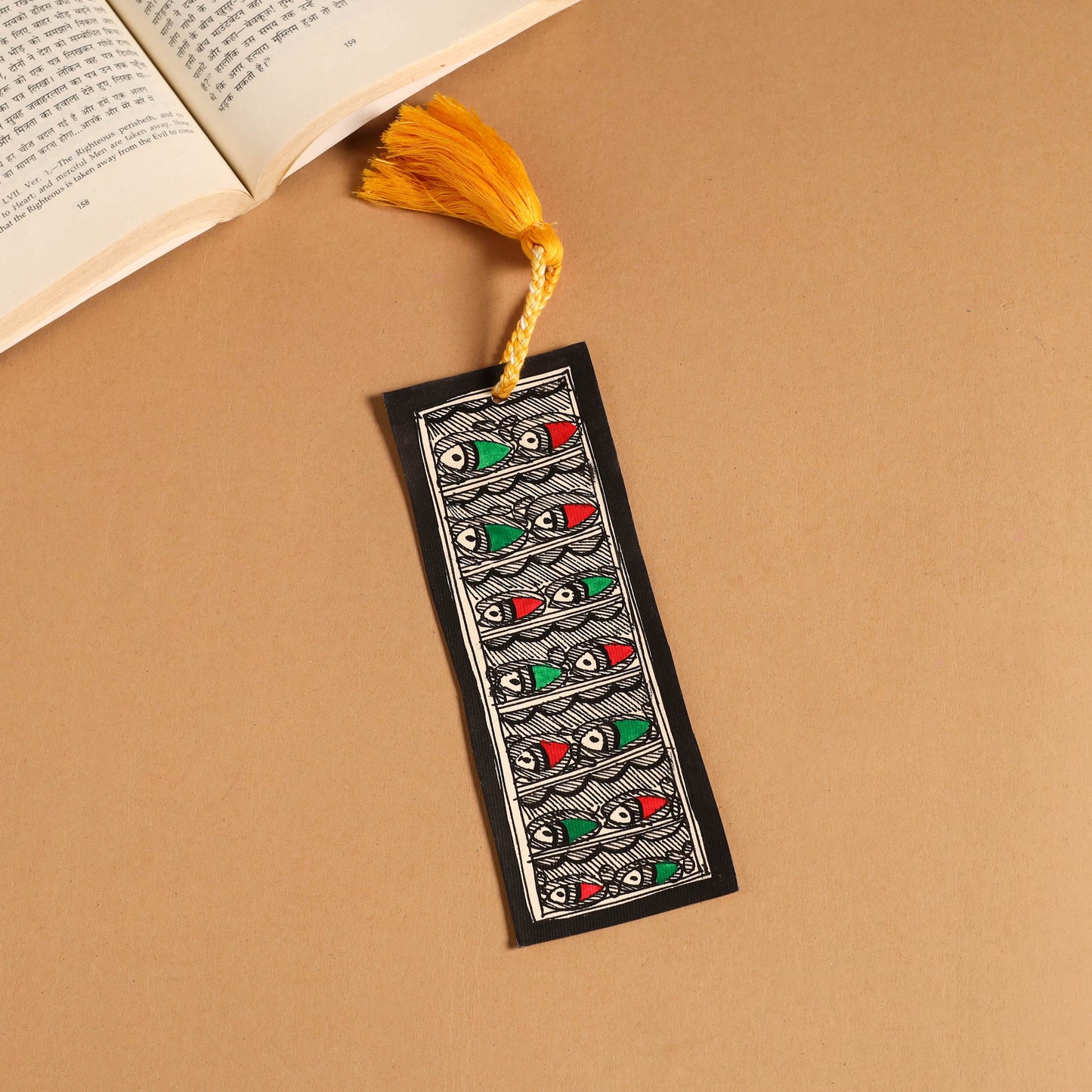 Madhubani handpainted bookmark with tassel 33 - handcrafted