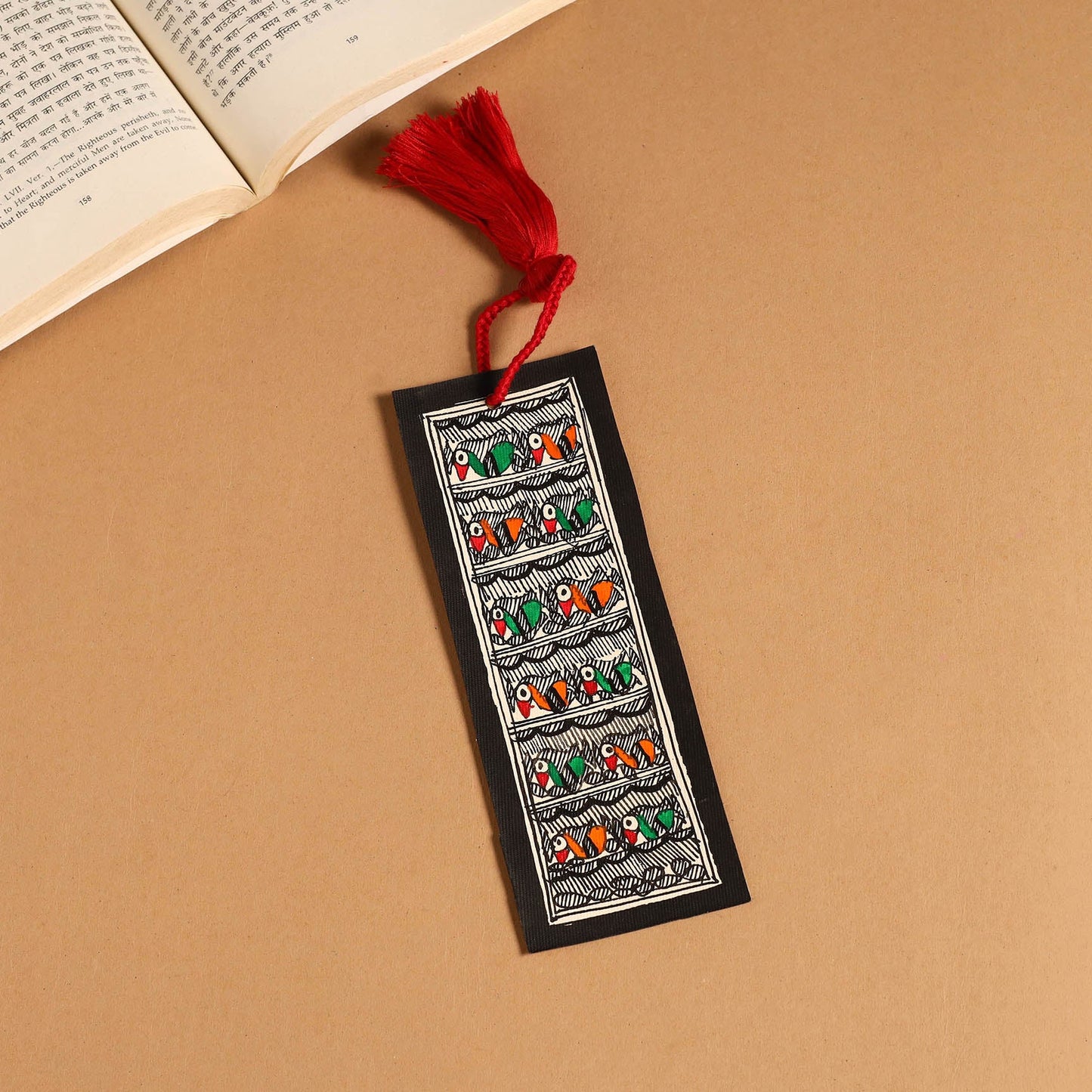 Madhubani handpainted bookmark with tassel 35 - handcrafted