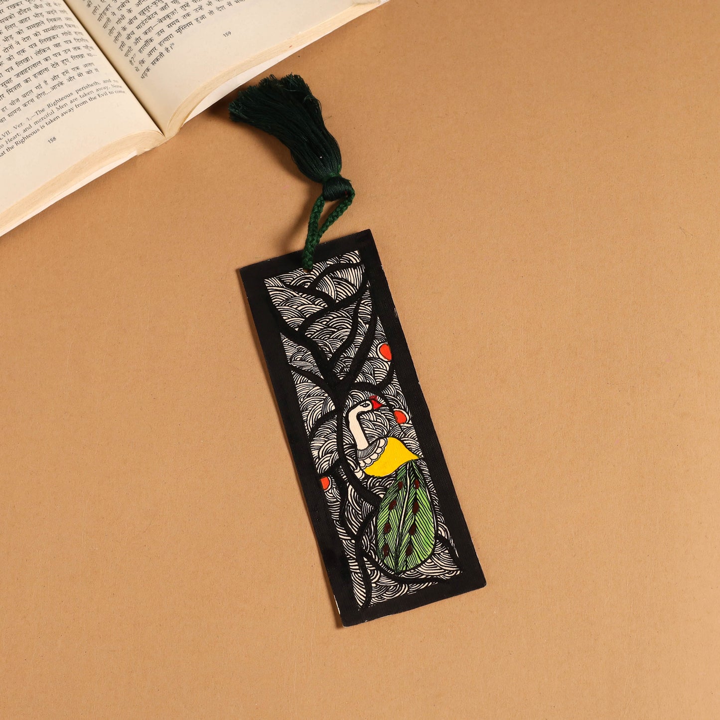 Madhubani handpainted bookmark with tassel 48 - handcrafted