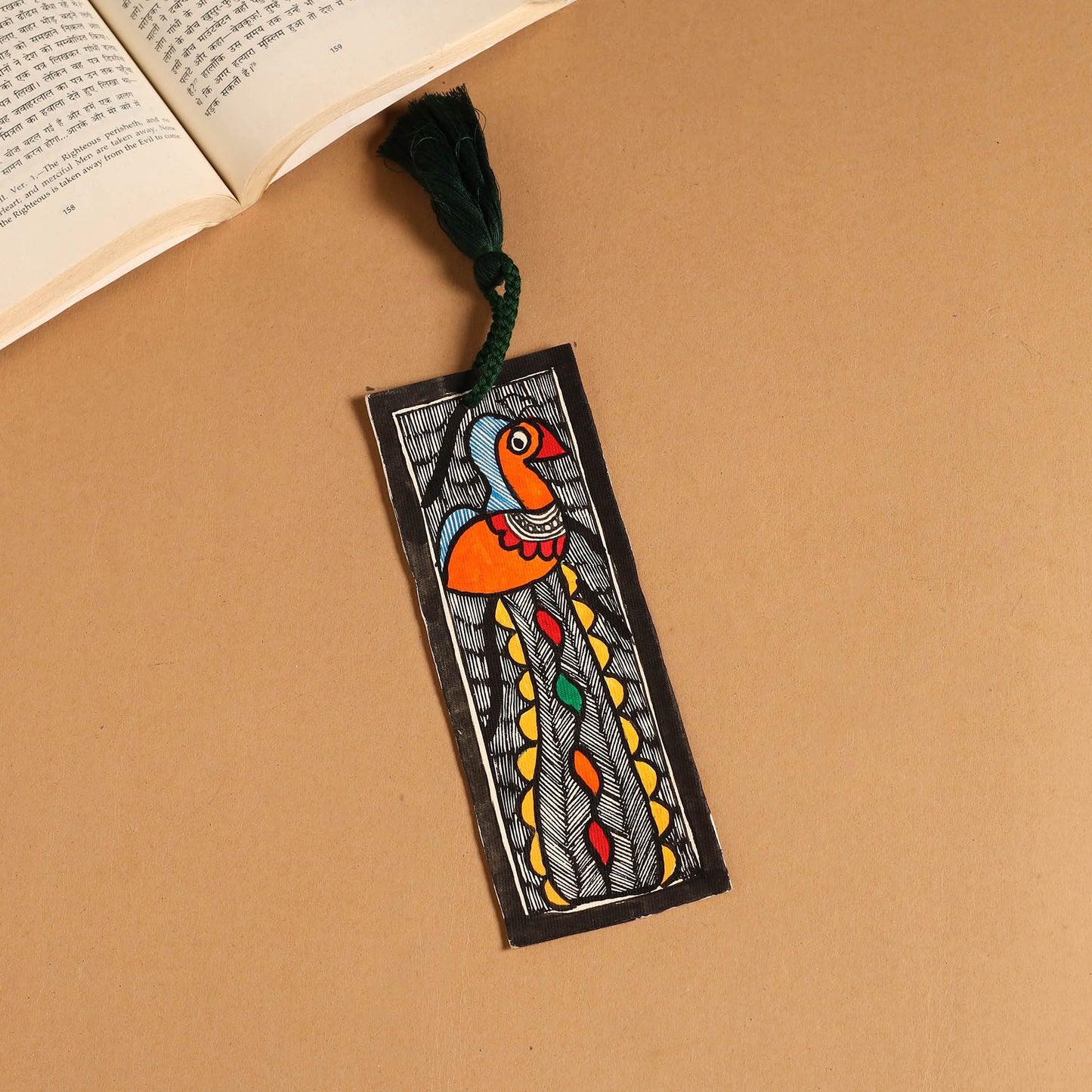 Madhubani handpainted bookmark with tassel 51 - handcrafted