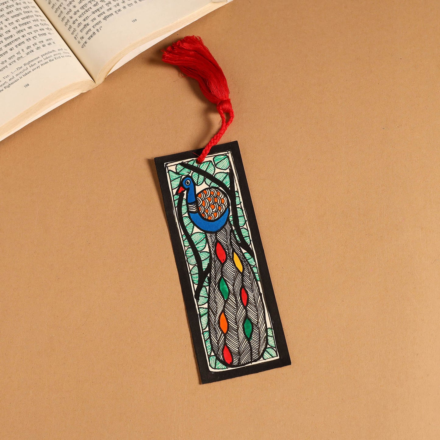 Madhubani handpainted bookmark with tassel 54 - handcrafted