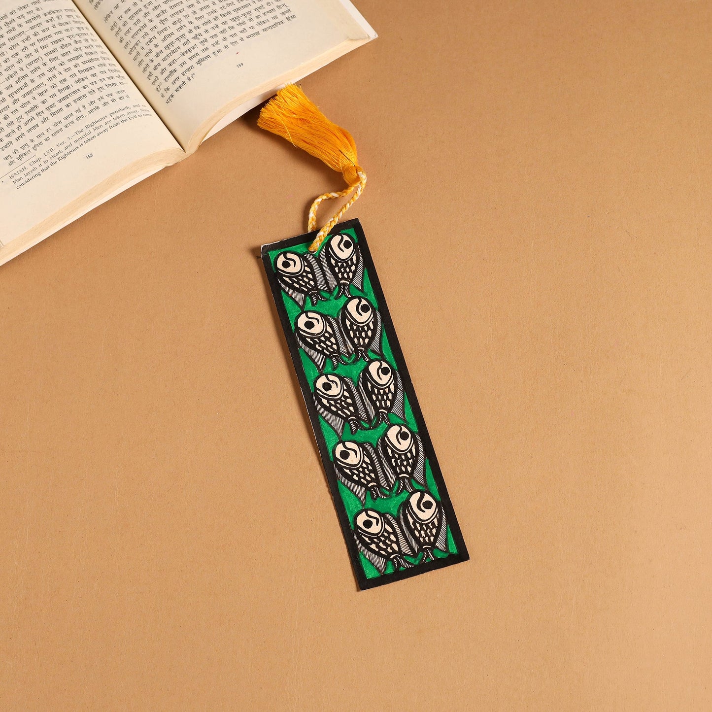 Madhubani handpainted bookmark with tassel 55 - handcrafted