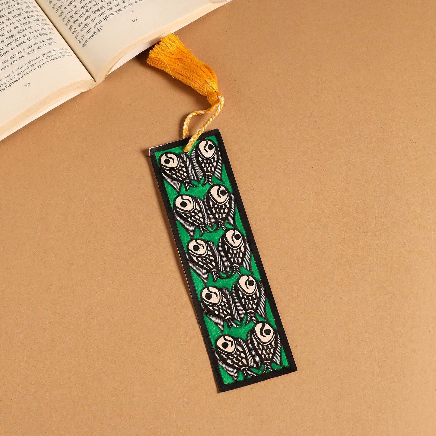 Madhubani handpainted bookmark with tassel 55 - handcrafted