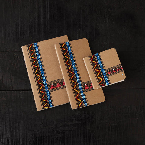 Madhubani handpainted handmade paper diaries (set of 3) 01