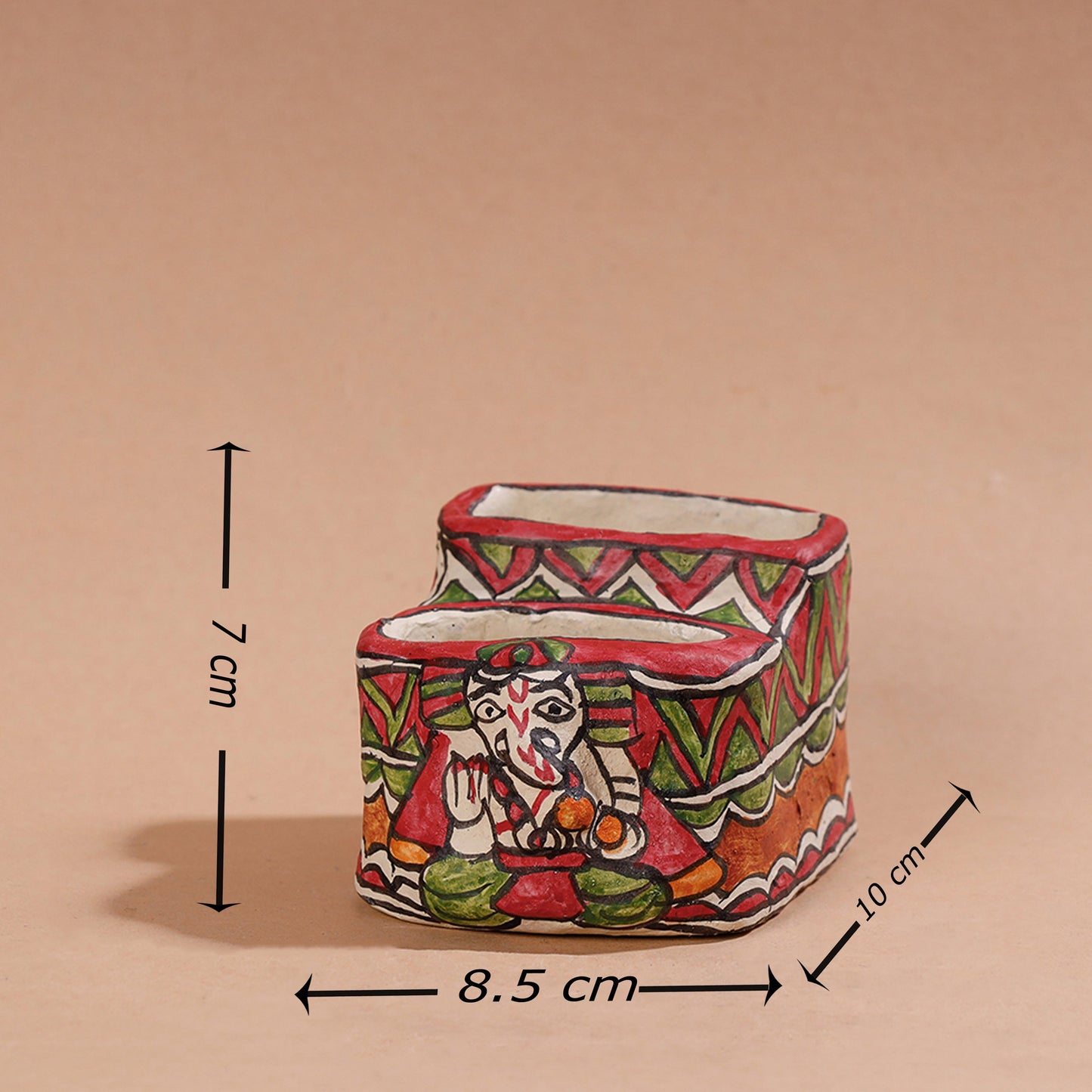  Madhubani Handpainted Paper Mache Pen Stand 