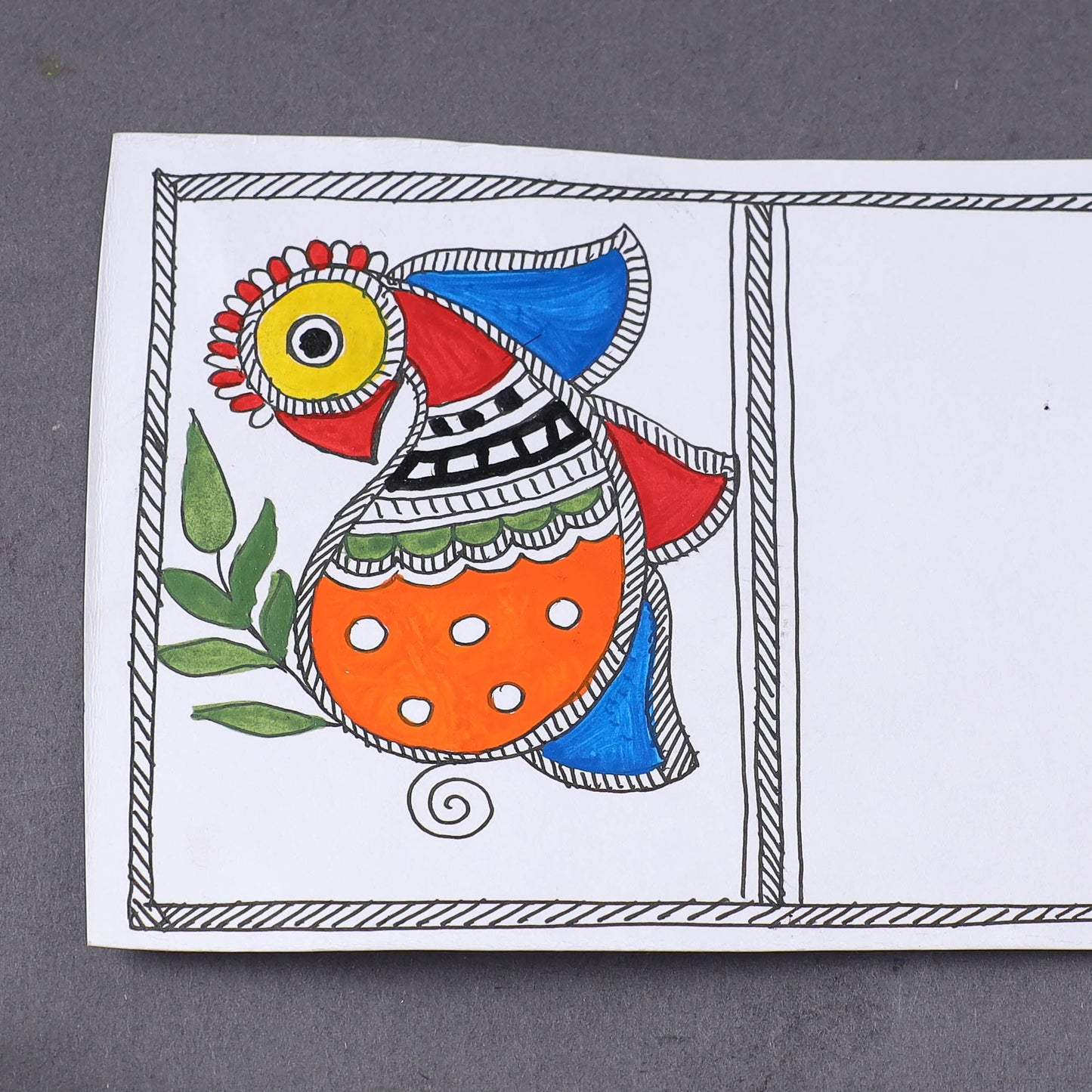 Madhubani handpainted post card (3.5 x 5.5 in) - handcrafted