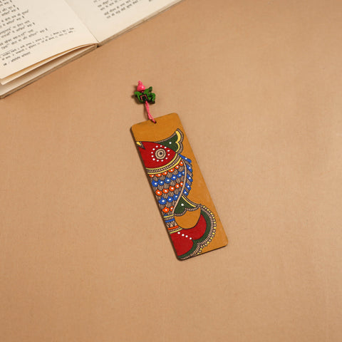Madhubani handpainted wooden bookmark 09 - handcrafted