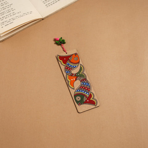 Madhubani handpainted wooden bookmark 22 - handcrafted