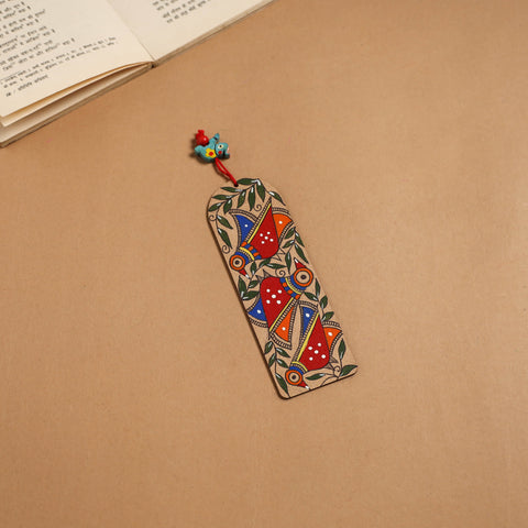 Madhubani handpainted wooden bookmark 35 - handcrafted