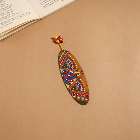 Madhubani handpainted wooden bookmark 37 - handcrafted