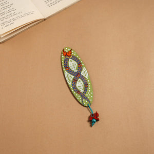 Madhubani handpainted wooden bookmark 38 - handcrafted