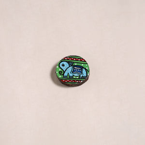 Madhubani handpainted wooden fridge magnet 35 - handcrafted