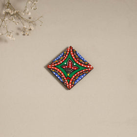 Madhubani handpainted wooden magnet 01 - handcrafted
