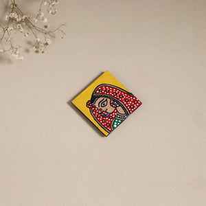 Madhubani handpainted wooden magnet 04 - handcrafted