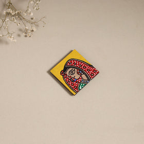 Madhubani handpainted wooden magnet 04 - handcrafted