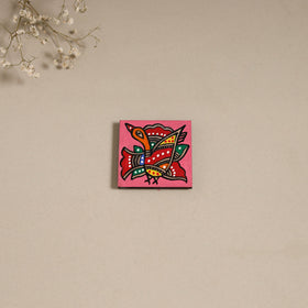 Madhubani handpainted wooden magnet 07 - handcrafted