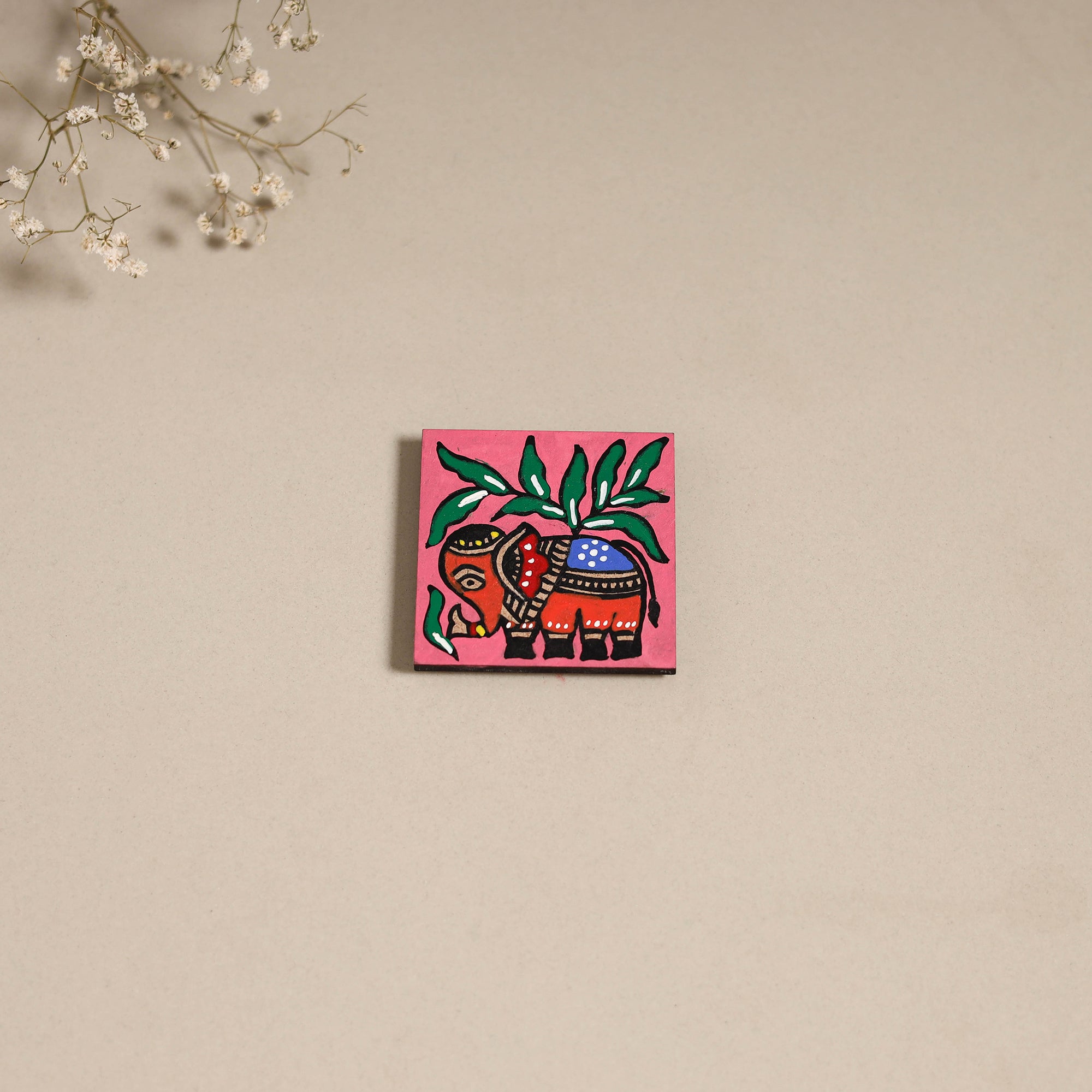 Madhubani Handpainted Wooden Magnet
