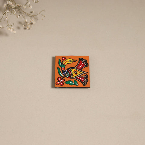 Madhubani handpainted wooden magnet 09 - handcrafted