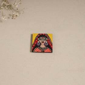 Madhubani handpainted wooden magnet 12 - handcrafted