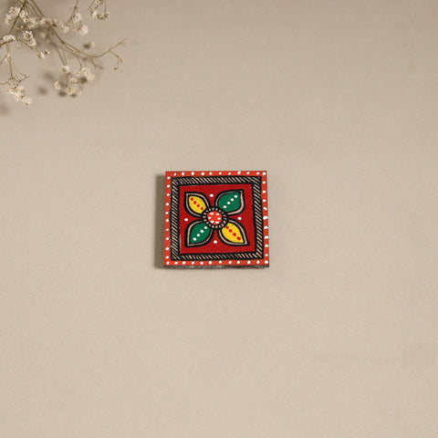 Madhubani handpainted wooden magnet 13 - handcrafted