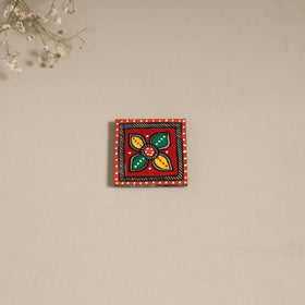 Madhubani handpainted wooden magnet 13 - handcrafted