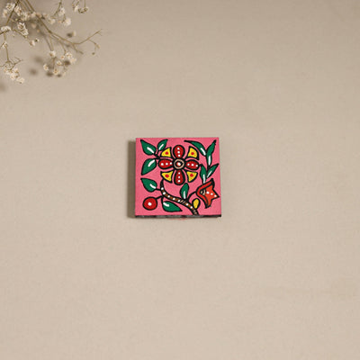 Madhubani handpainted wooden magnet 14 - handcrafted