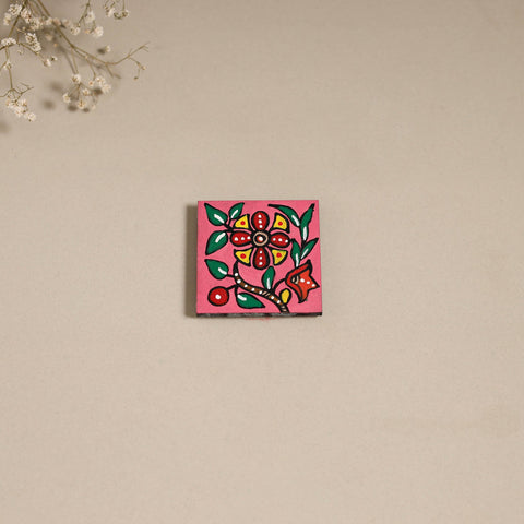 Madhubani handpainted wooden magnet 14 - handcrafted