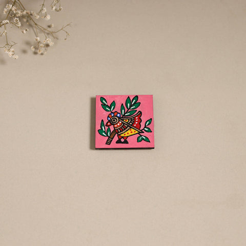 Madhubani handpainted wooden magnet 15 - handcrafted