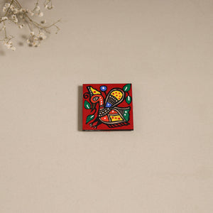 Madhubani handpainted wooden magnet 16 - handcrafted