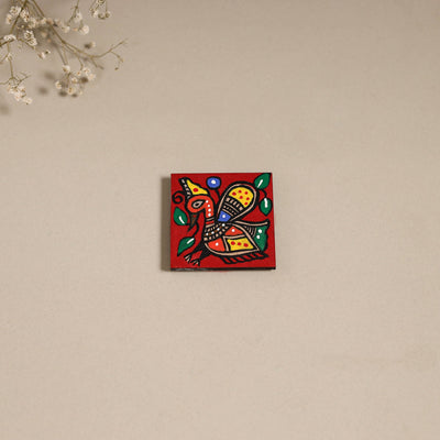 Madhubani handpainted wooden magnet 16 - handcrafted