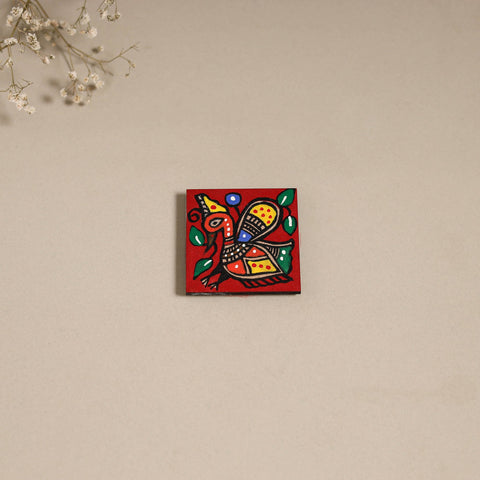 Madhubani handpainted wooden magnet 16 - handcrafted