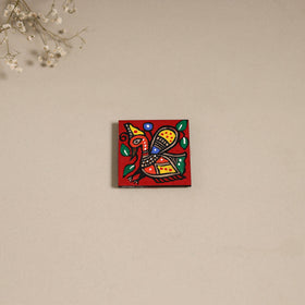 Madhubani handpainted wooden magnet 16 - handcrafted