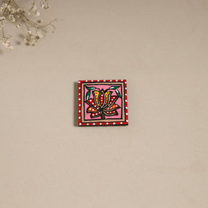 Madhubani handpainted wooden magnet 18 - handcrafted