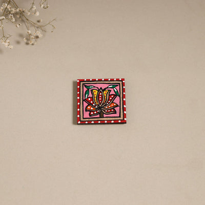 Madhubani handpainted wooden magnet 18 - handcrafted