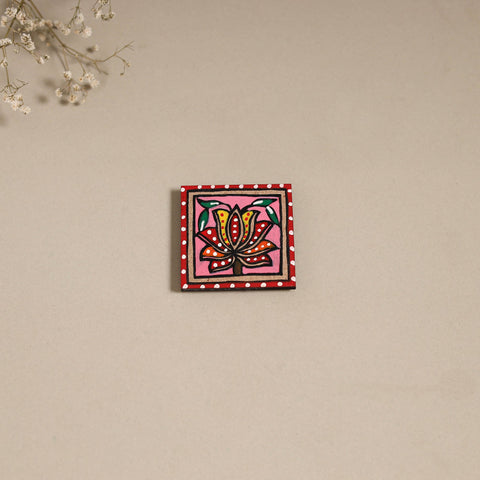 Madhubani handpainted wooden magnet 18 - handcrafted