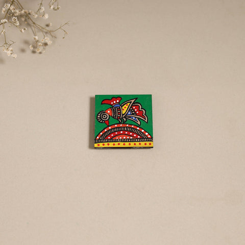 Madhubani handpainted wooden magnet 19 - handcrafted