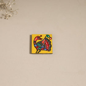 Madhubani handpainted wooden magnet 22 - handcrafted