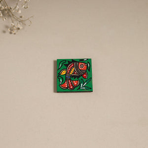 Madhubani handpainted wooden magnet 24 - handcrafted