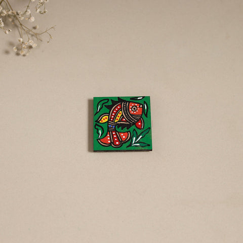 Madhubani handpainted wooden magnet 24 - handcrafted